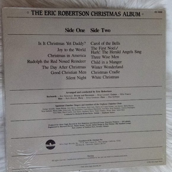 The Eric Robertson Christmas Album Vinyl Record - New Condition Sealed Package - Picture 3 of 3